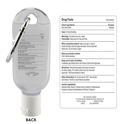 30ml Gel Hand Sanitiser with Carabiner - PrintaPromo