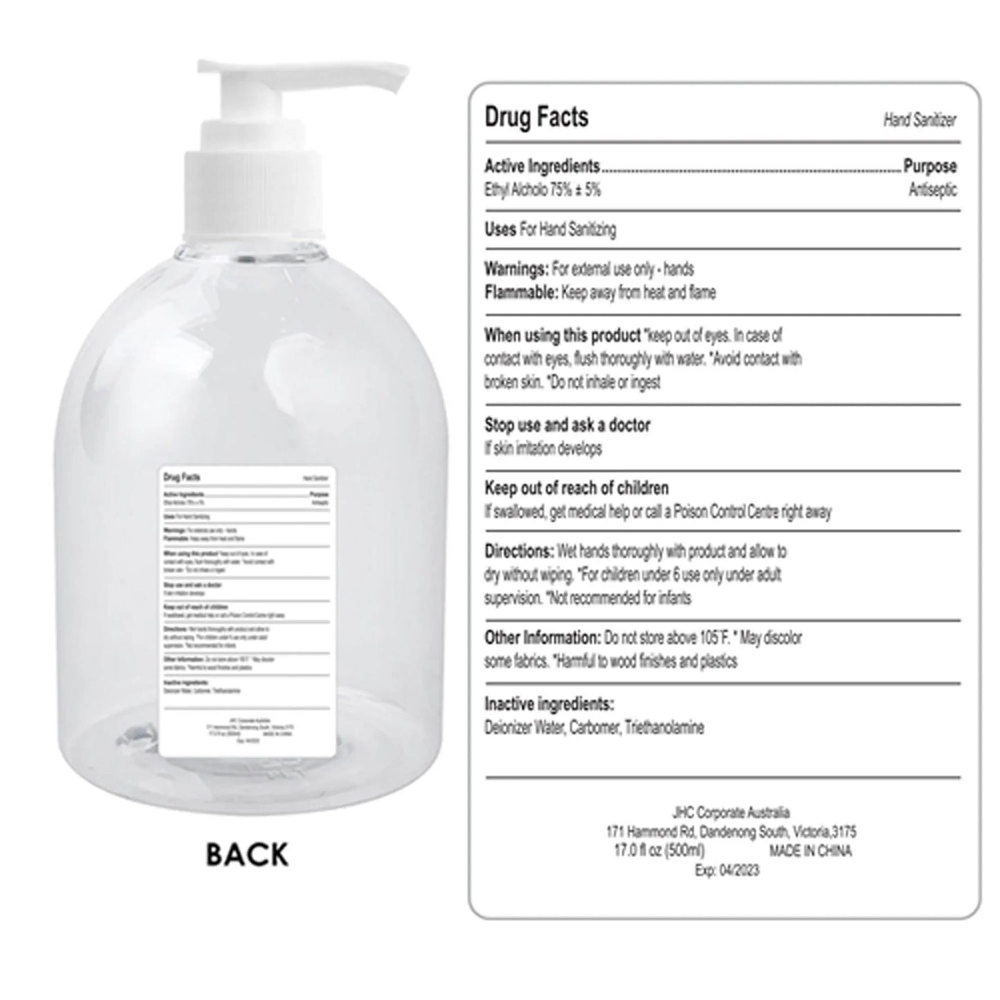 500ml Hand Sanitiser Gel 75% Alcohol - PrintaPromo