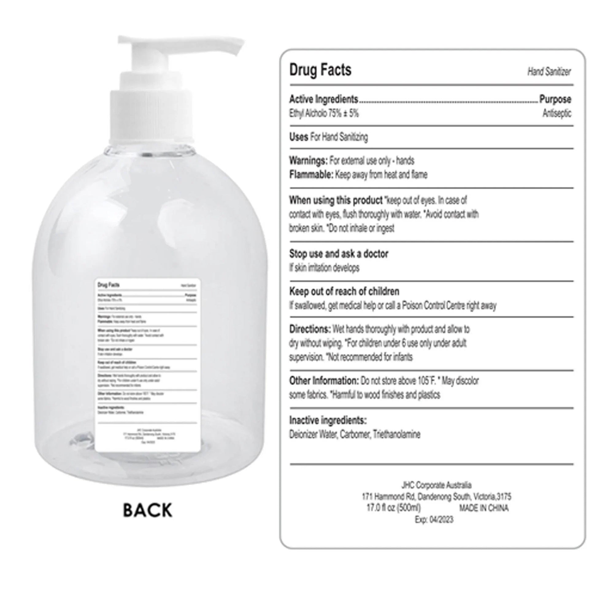 500ml Hand Sanitiser Gel 75% Alcohol - PrintaPromo
