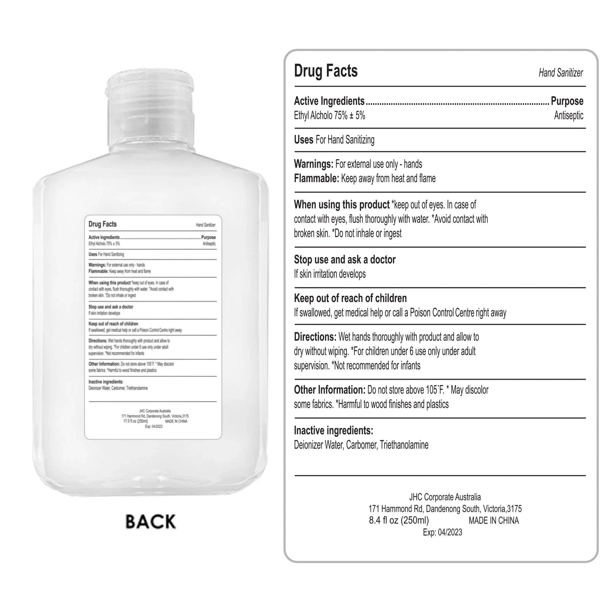 250ml Hand Sanitiser Gel 75% Alcohol - PrintaPromo