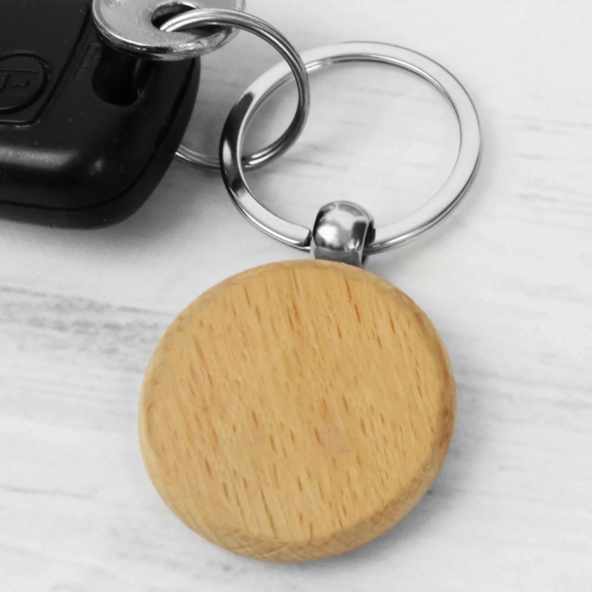 Key Round With Ridges Wood Round Key Ring KRR013 Low Price with Logo