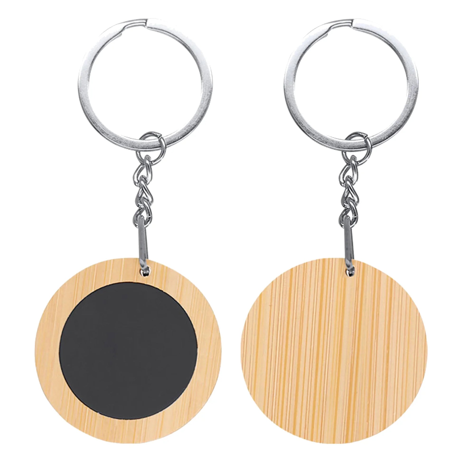 Mirage Round Bamboo Keyring - PrintaPromo