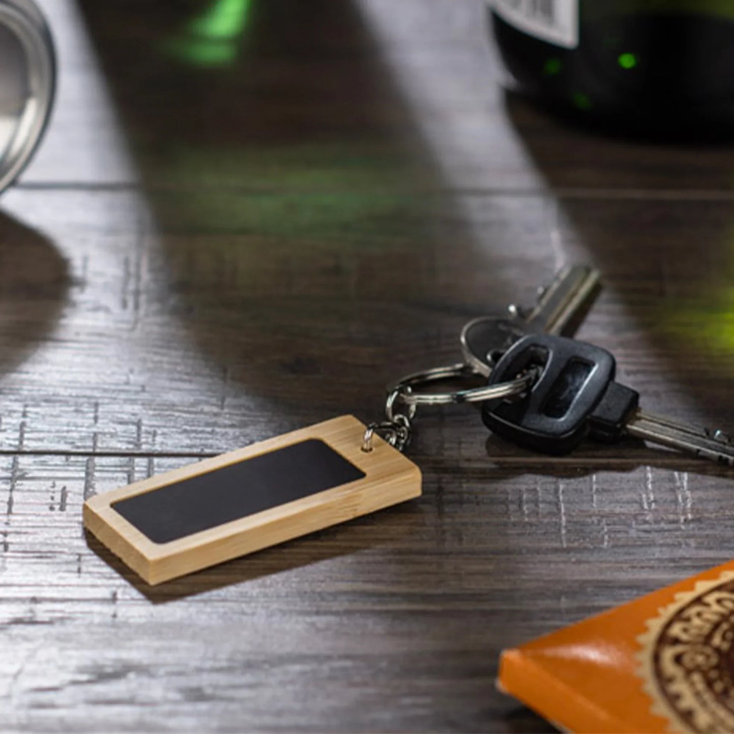 Mirage Rectangular Bamboo Keyring - PrintaPromo