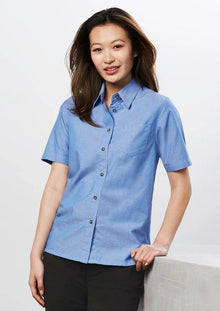Ladies Wrinkle Free Chambray Short Sleeve Shirt LB6200 - PrintaPromo