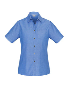 Ladies Wrinkle Free Chambray Short Sleeve Shirt LB6200 - PrintaPromo