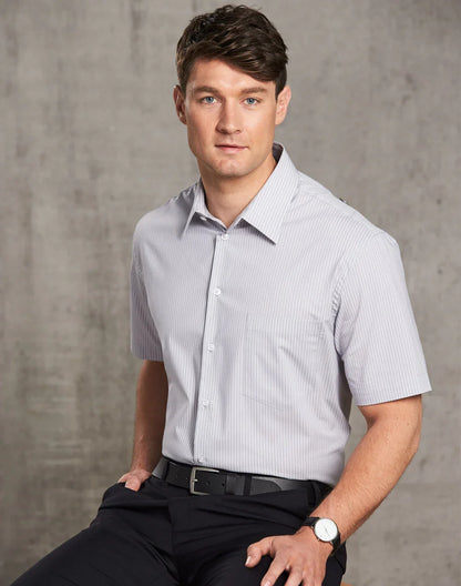 Mens Ticking Stripe Short Sleeve Shirt M7200S - PrintaPromo