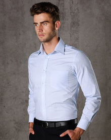 Mens Fine Stripe Long Sleeve Shirt M7212 - PrintaPromo