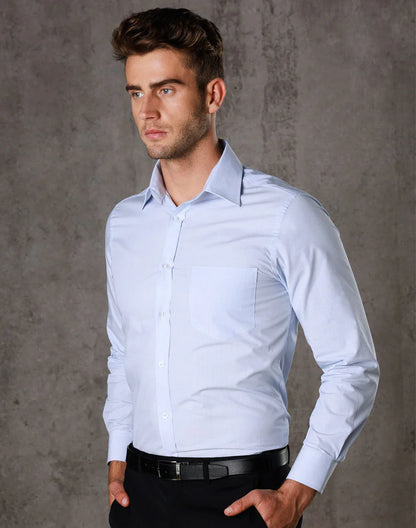 Mens Fine Stripe Long Sleeve Shirt M7212 - PrintaPromo