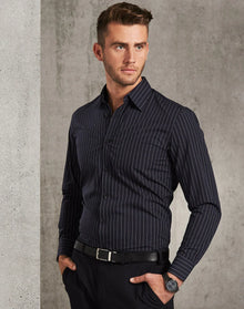 Mens Pin Stripe Long Sleeve Shirt M7222 - PrintaPromo