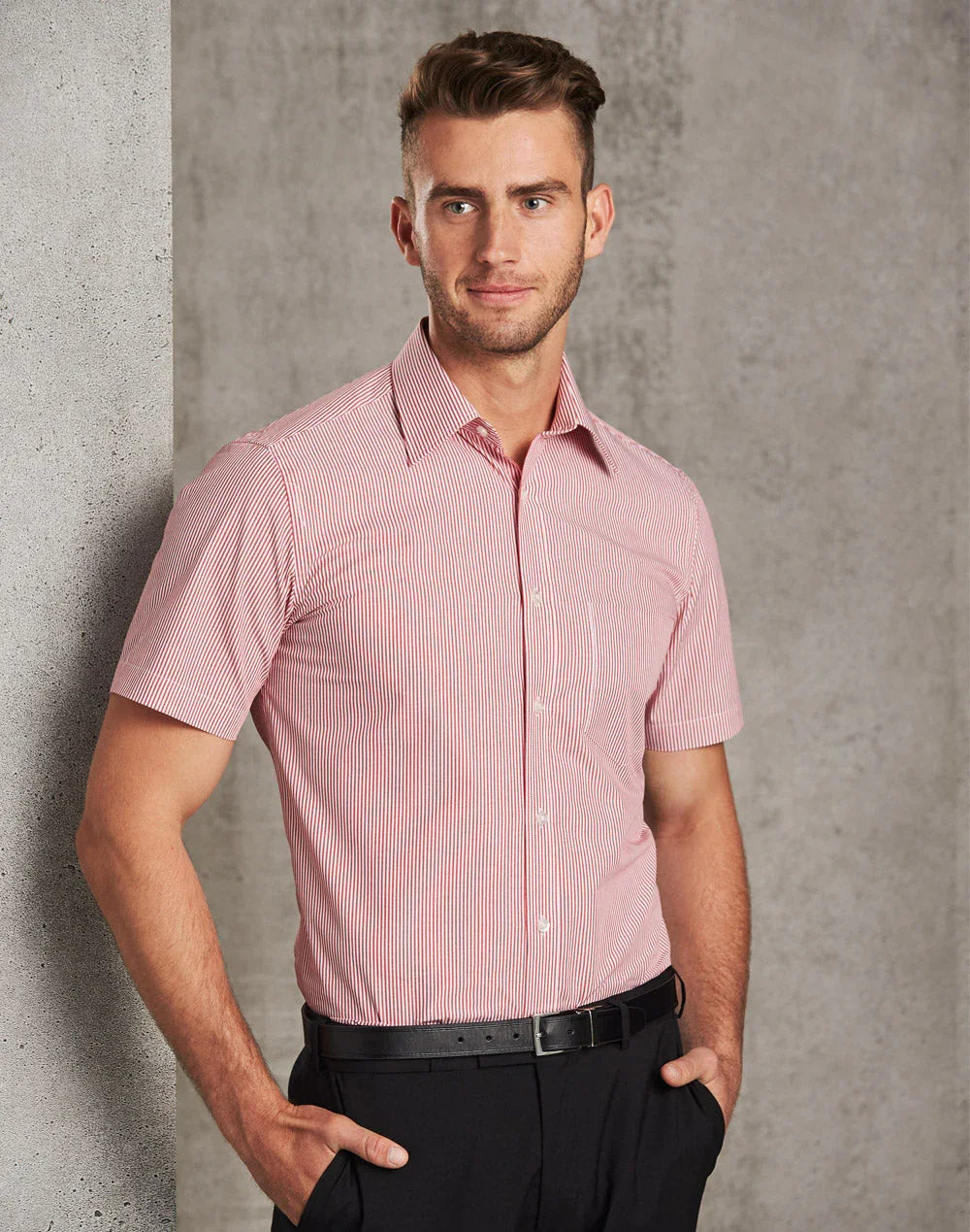 Mens Balance Stripe Short Sleeve Shirt M7231 - PrintaPromo