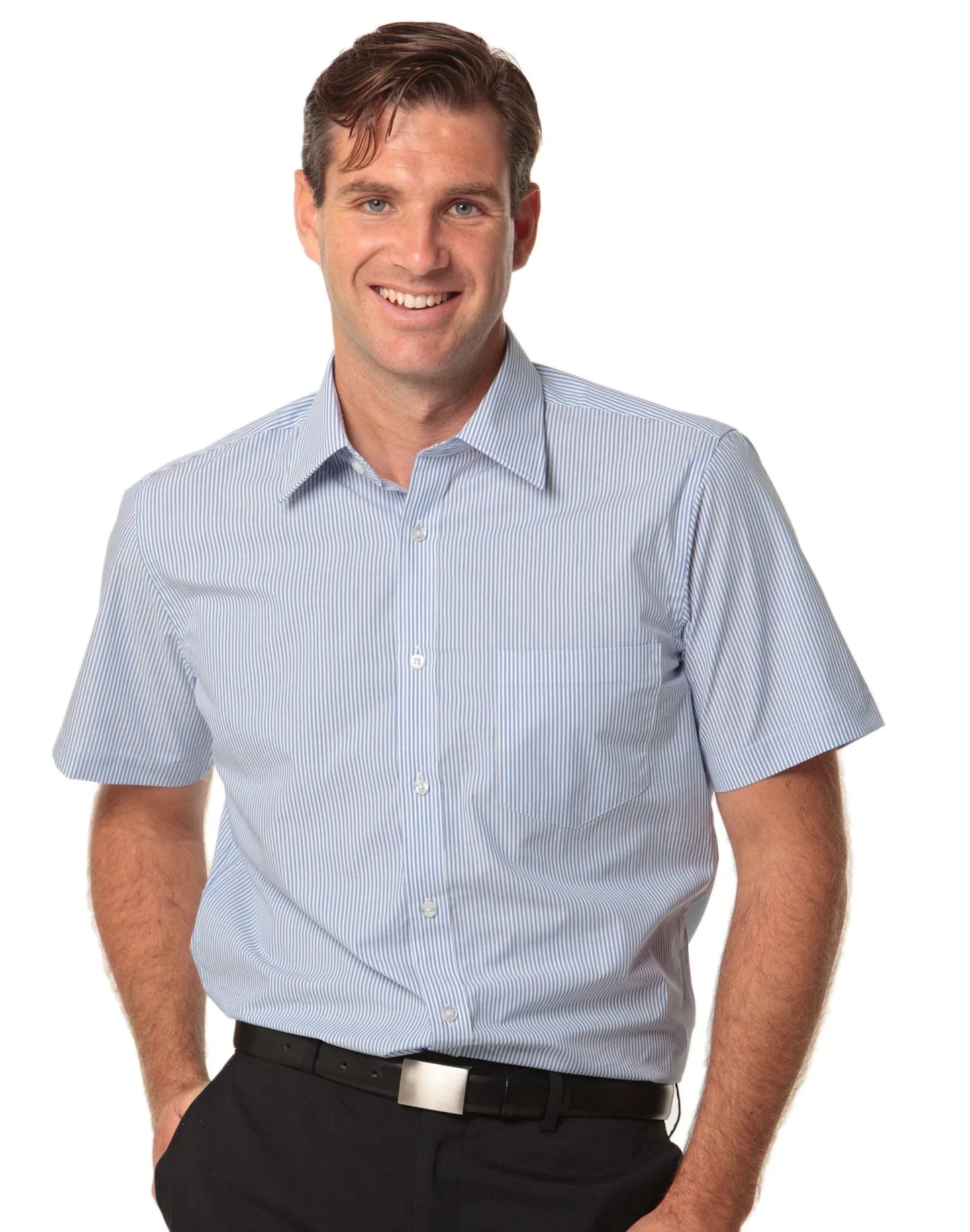 Mens Balance Stripe Short Sleeve Shirt M7231 - PrintaPromo