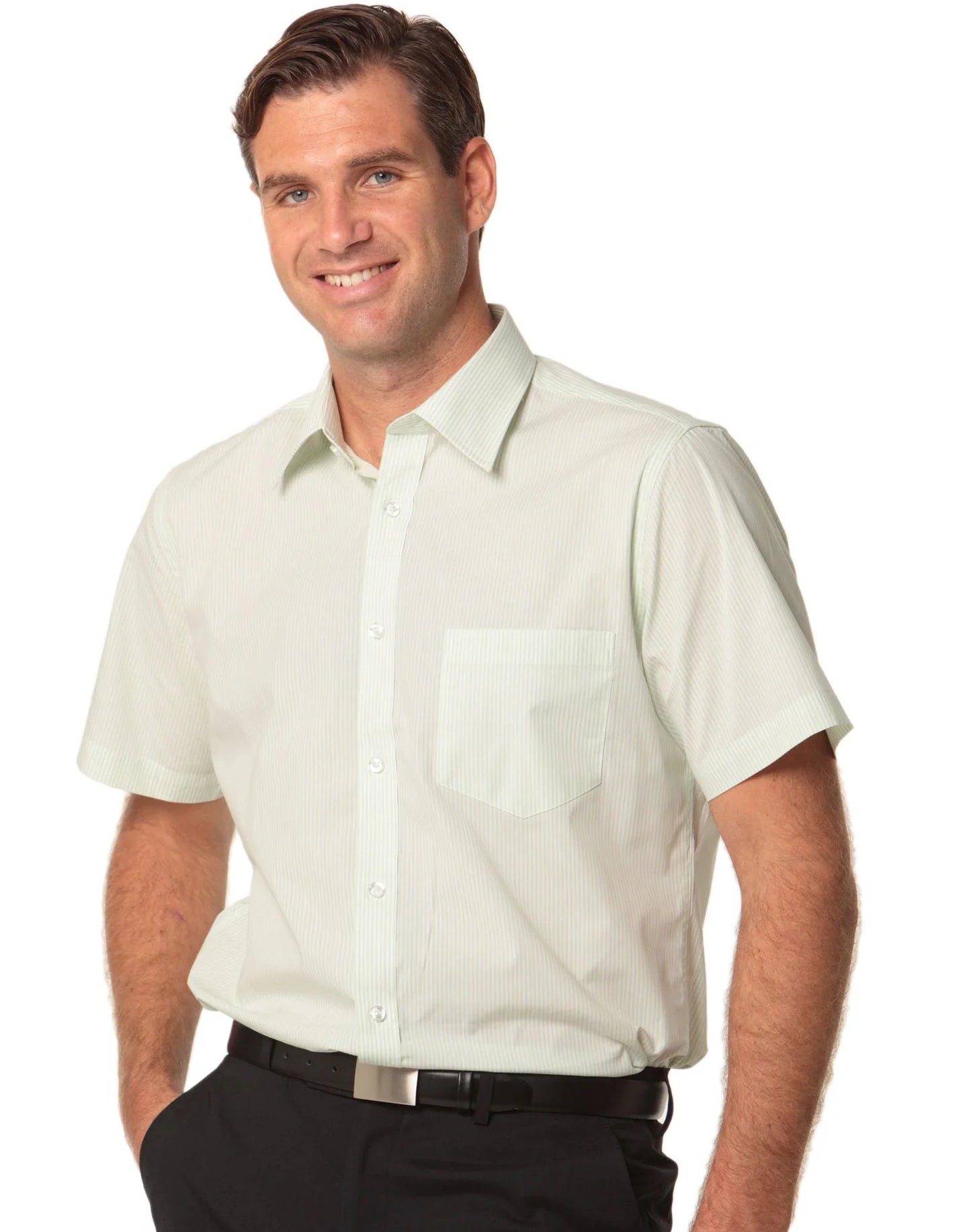 Mens Balance Stripe Short Sleeve Shirt M7231 - PrintaPromo