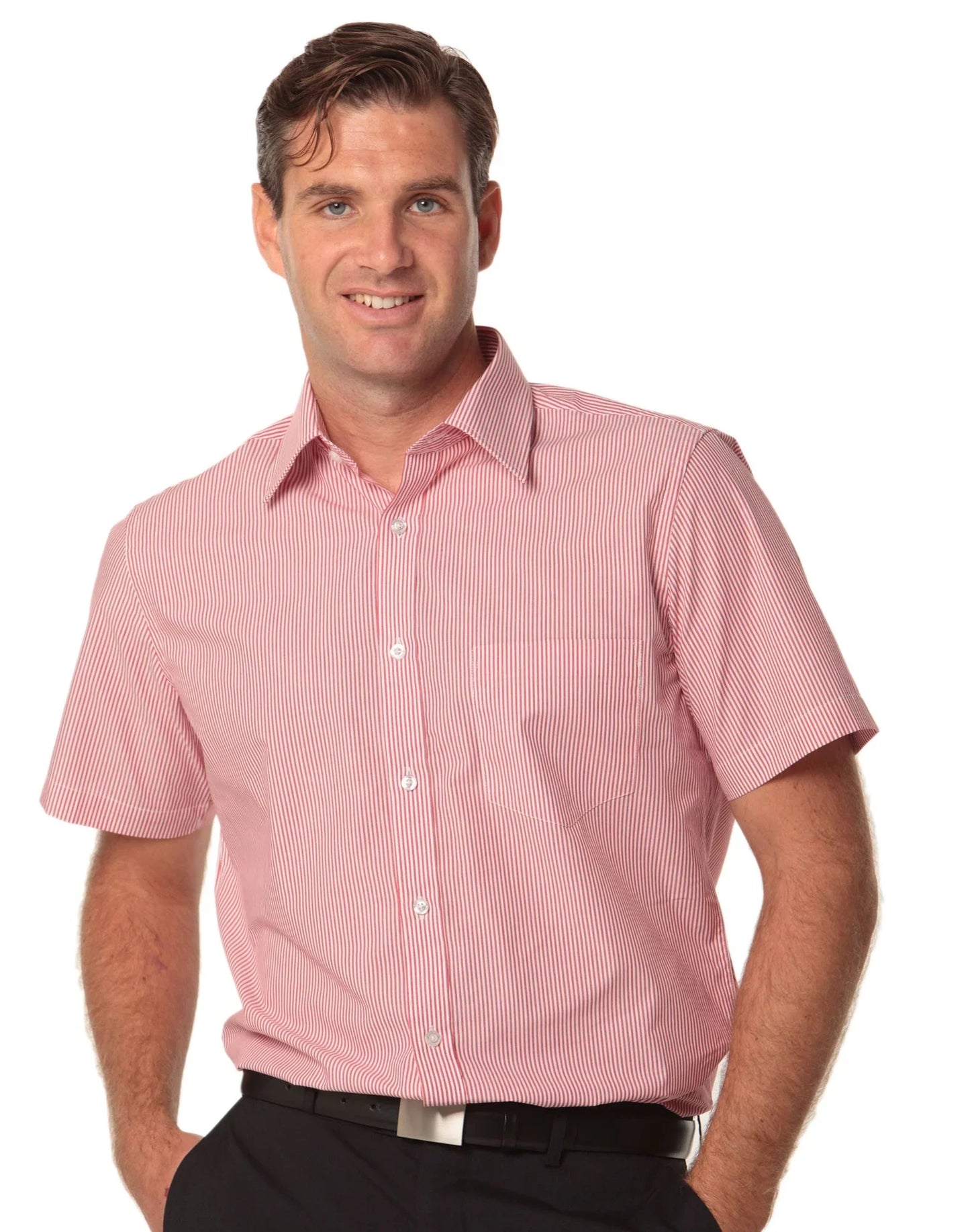 Mens Balance Stripe Short Sleeve Shirt M7231 - PrintaPromo