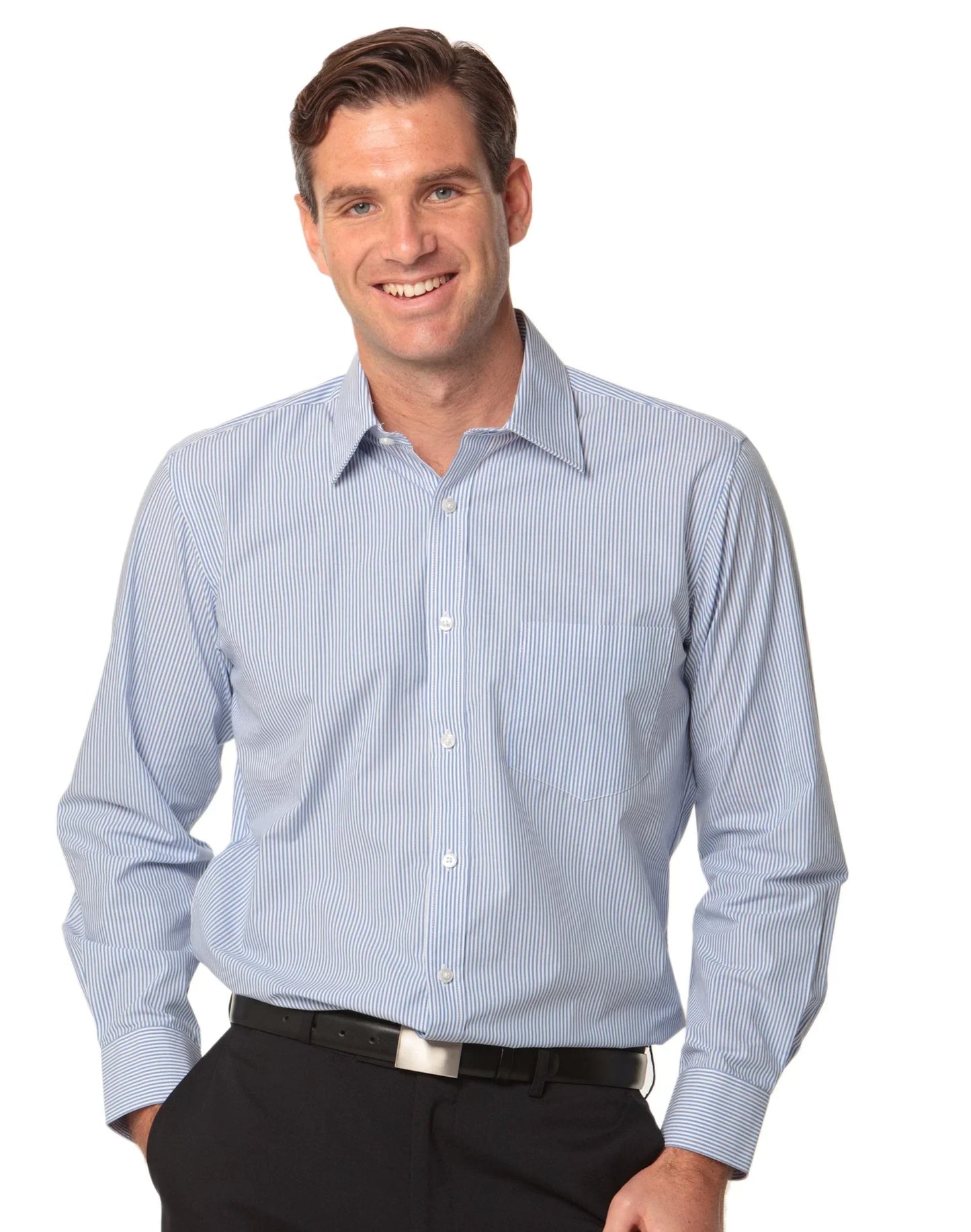Mens Balance Stripe Long Sleeve Shirt M7232 - PrintaPromo