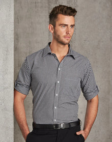 Mens Gingham Check Long Sleeve Shirt M7300L - PrintaPromo