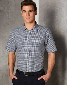 Mens Gingham Check Short Sleeve Shirt M7300S - PrintaPromo