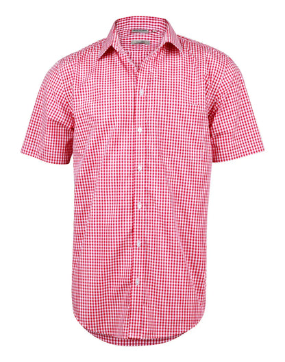 Mens Gingham Check Short Sleeve Shirt M7300S - PrintaPromo
