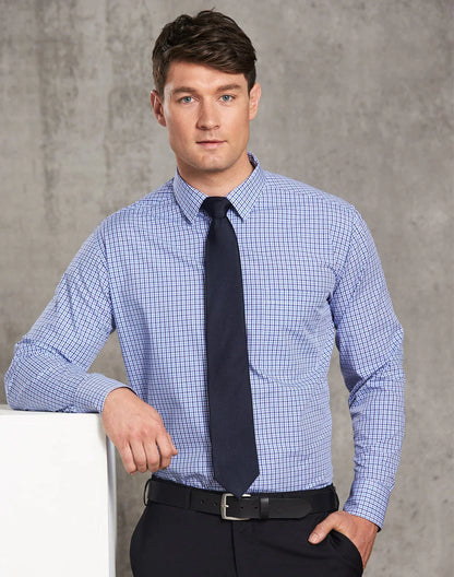 Mens Two Tone Gingham Long Sleeve Shirt M7320L - PrintaPromo