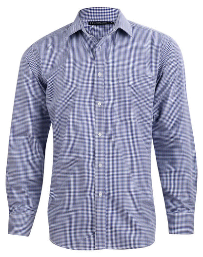 Mens Two Tone Gingham Long Sleeve Shirt M7320L - PrintaPromo