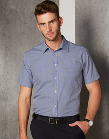 Mens Two Tone Gingham Short Sleeve Shirt M7320S - PrintaPromo