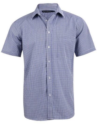 Mens Two Tone Gingham Short Sleeve Shirt M7320S - PrintaPromo