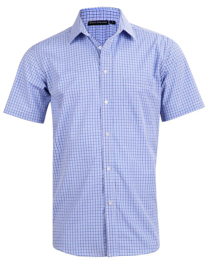 Mens Two Tone Gingham Short Sleeve Shirt M7320S - PrintaPromo
