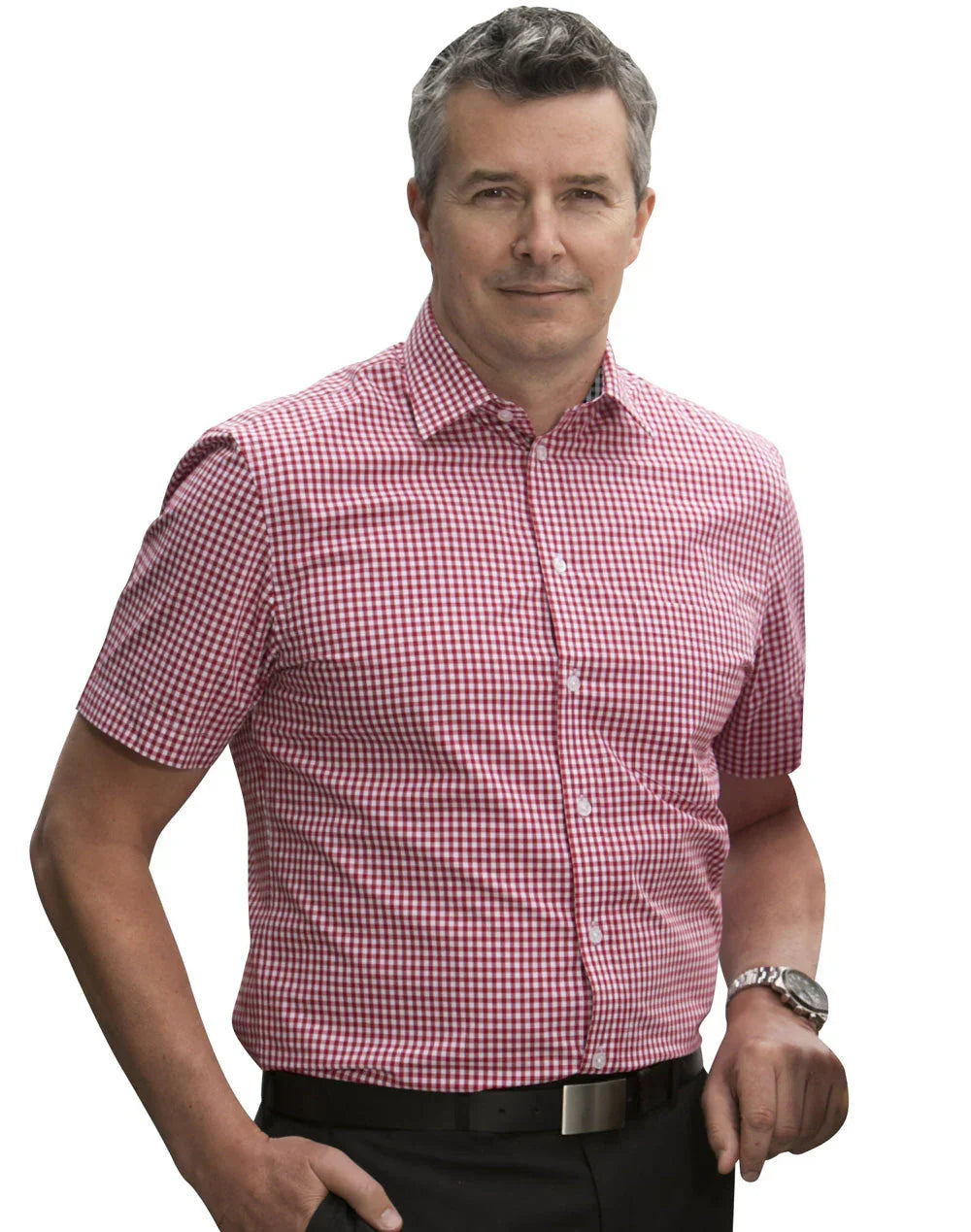 Mens Gingham Check Short Sleeve Shirt M7330S - PrintaPromo
