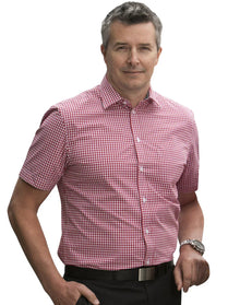Mens Gingham Check Short Sleeve Shirt M7330S - PrintaPromo