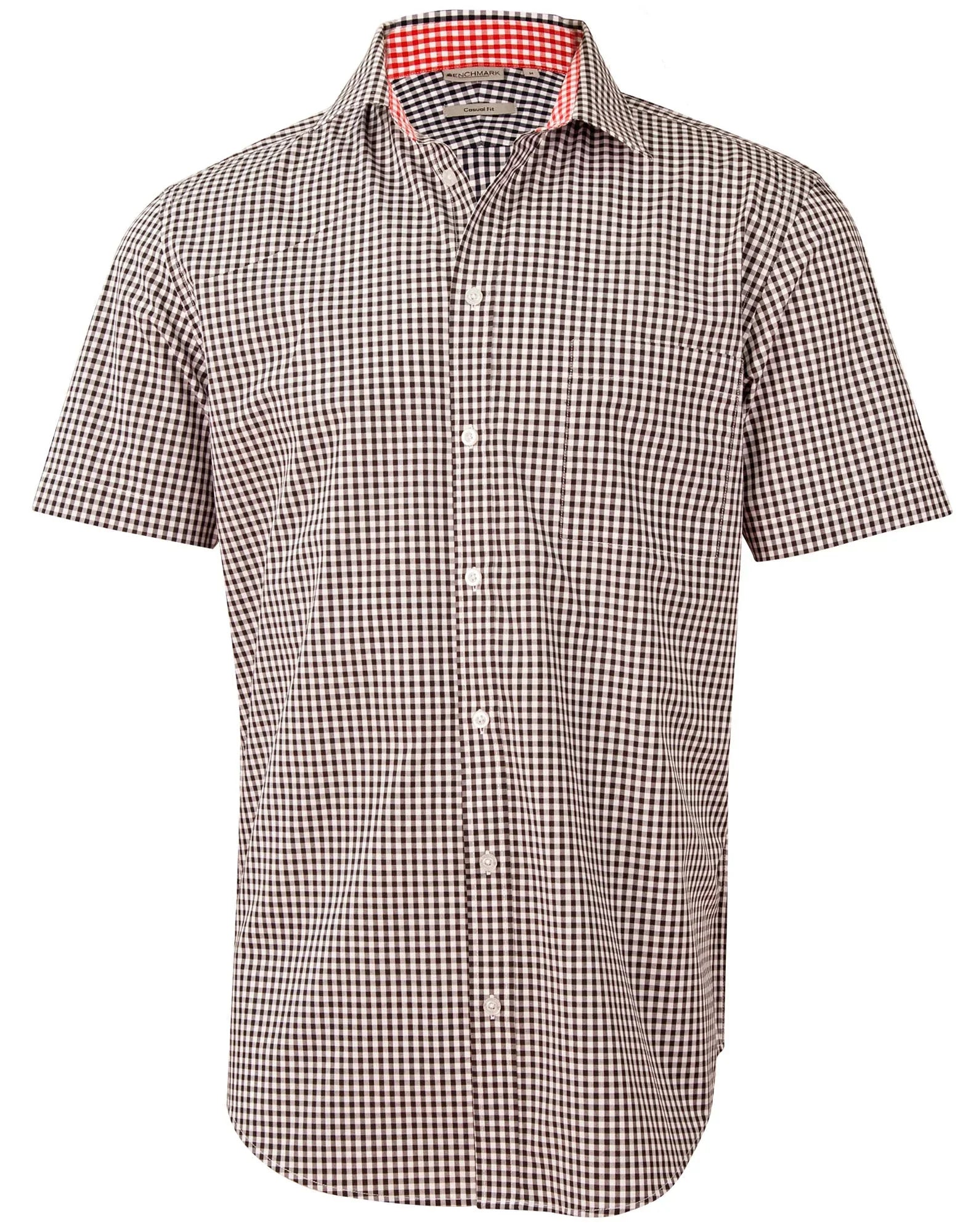 Mens Gingham Check Short Sleeve Shirt M7330S - PrintaPromo