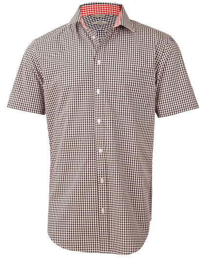 Mens Gingham Check Short Sleeve Shirt M7330S - PrintaPromo
