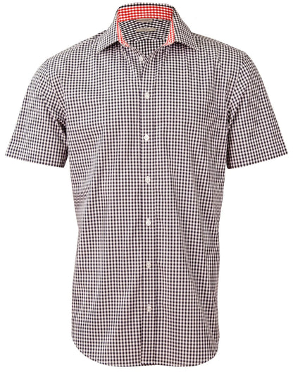 Mens Gingham Check Short Sleeve Shirt M7330S - PrintaPromo