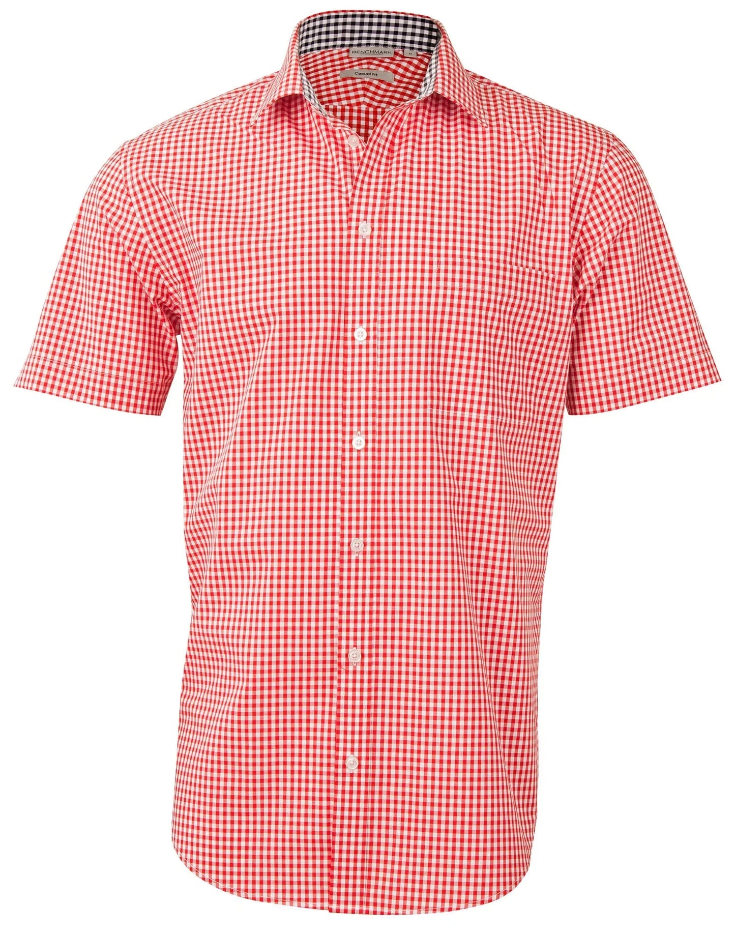 Mens Gingham Check Short Sleeve Shirt M7330S - PrintaPromo