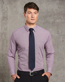 Mens Two Tone Mini Gingham Long Sleeve Shirt M7340L - PrintaPromo
