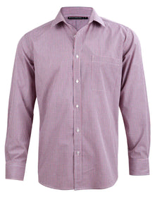 Mens Two Tone Mini Gingham Long Sleeve Shirt M7340L - PrintaPromo