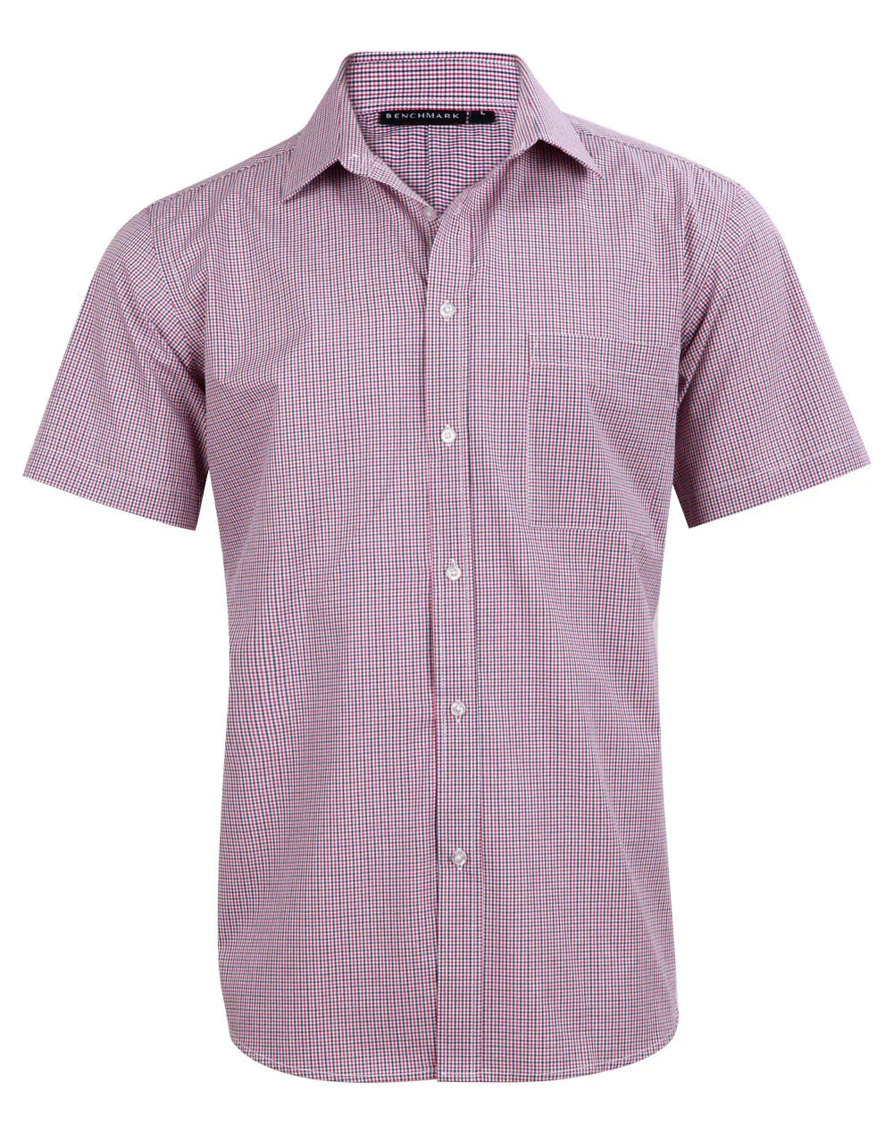Mens Two Tone Mini Gingham Short Sleeve Shirt M7340S - PrintaPromo