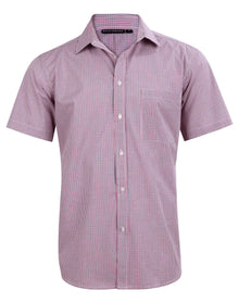 Mens Two Tone Mini Gingham Short Sleeve Shirt M7340S - PrintaPromo