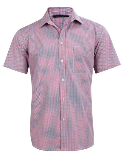 Mens Two Tone Mini Gingham Short Sleeve Shirt M7340S - PrintaPromo
