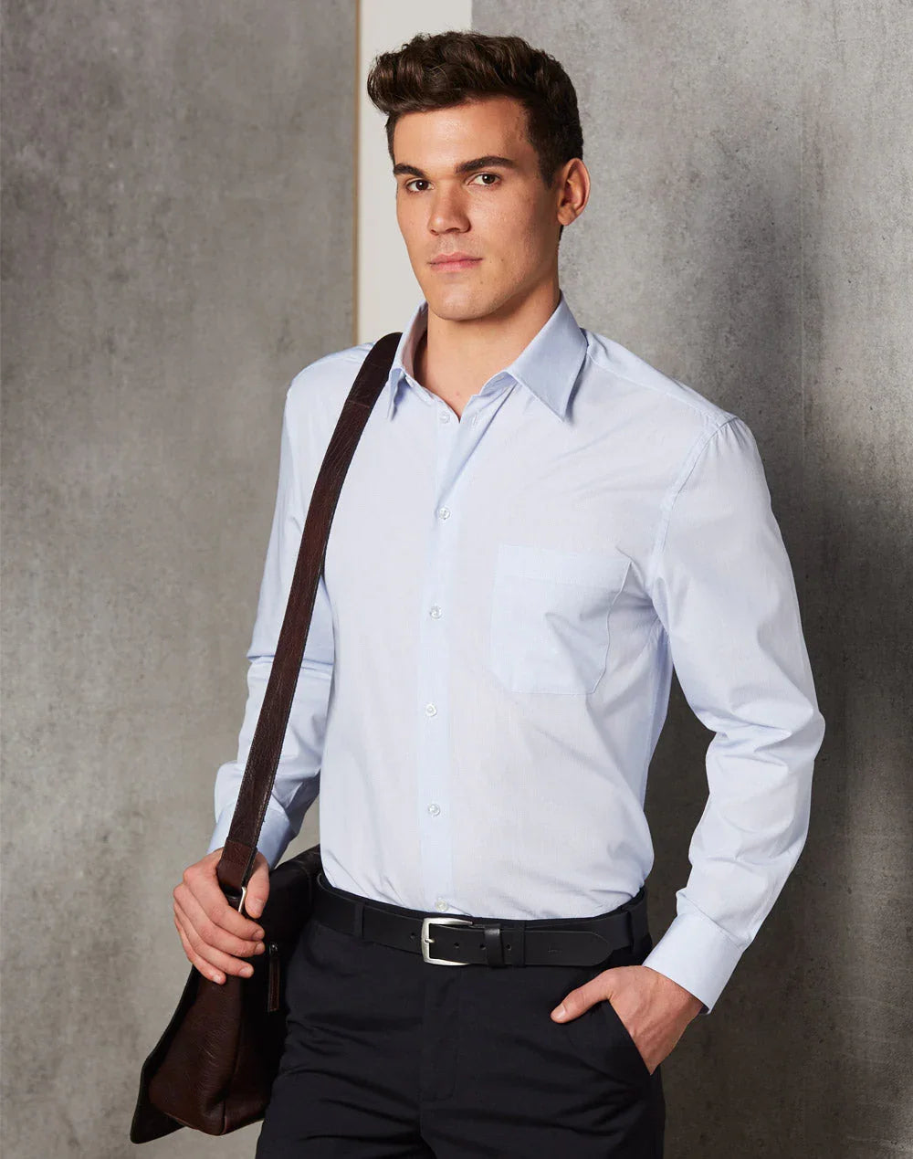 Mens Mini Check Long Sleeve Shirt M7360L - PrintaPromo