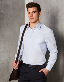 Mens Mini Check Long Sleeve Shirt M7360L - PrintaPromo
