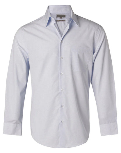 Mens Mini Check Long Sleeve Shirt M7360L - PrintaPromo