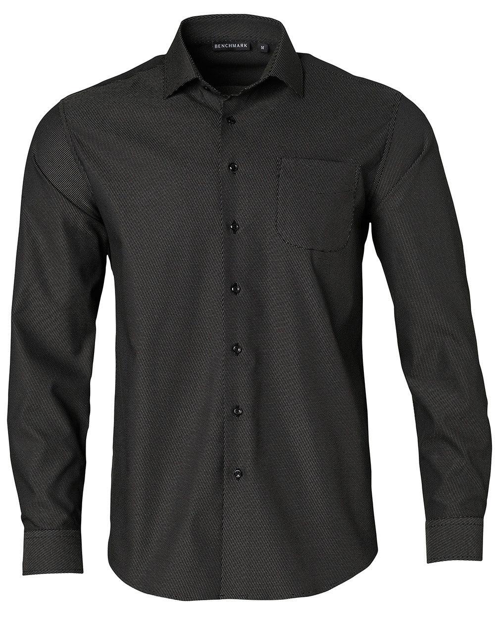 Men's Dot Jacquard Stretch Long Sleeve Ascot Shirt. M7400L - PrintaPromo
