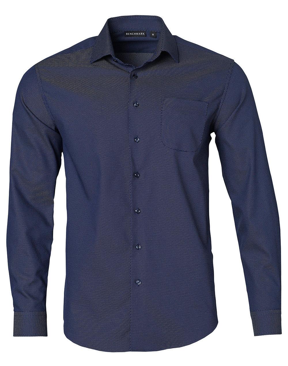 Men's Dot Jacquard Stretch Long Sleeve Ascot Shirt. M7400L - PrintaPromo