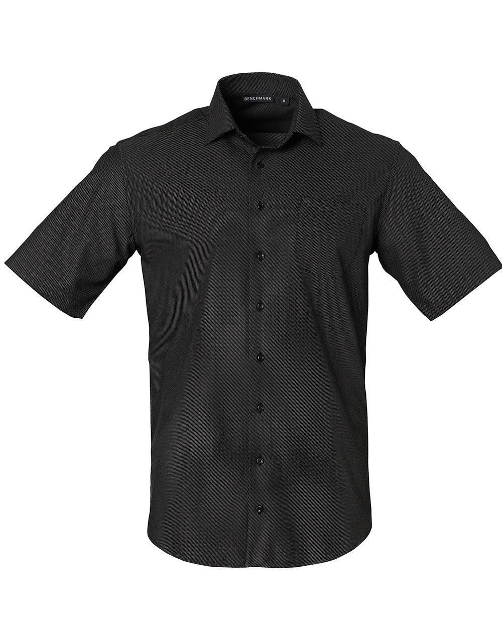 Men's Dot Jacquard Stretch Short Sleeve Ascot Shirt. M7400S - PrintaPromo