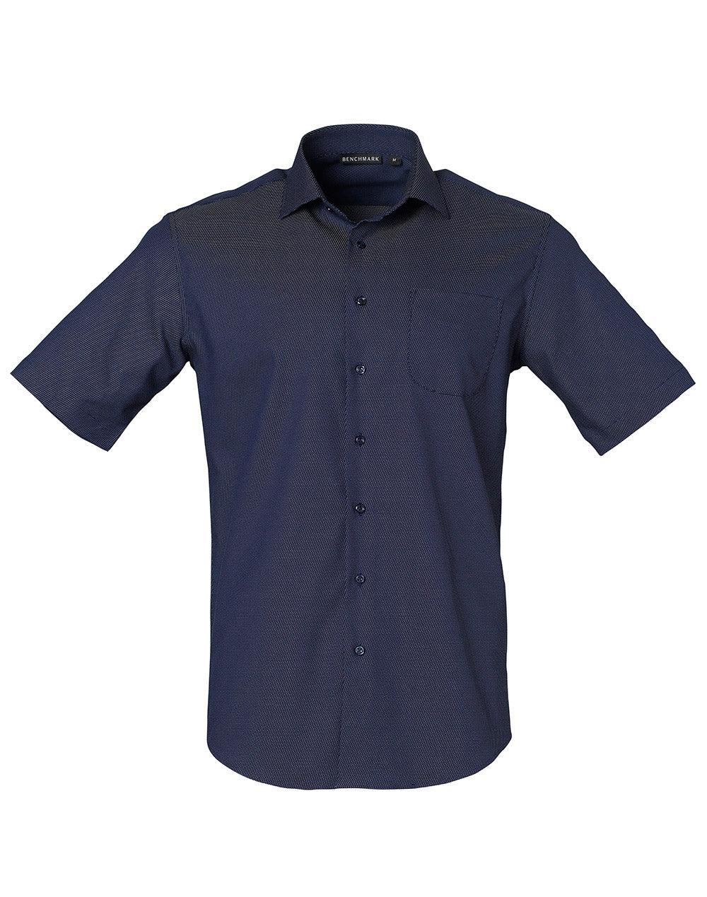 Men's Dot Jacquard Stretch Short Sleeve Ascot Shirt. M7400S - PrintaPromo