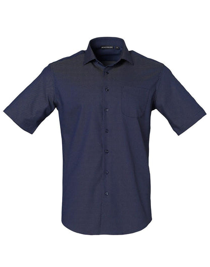 Men's Dot Jacquard Stretch Short Sleeve Ascot Shirt. M7400S - PrintaPromo