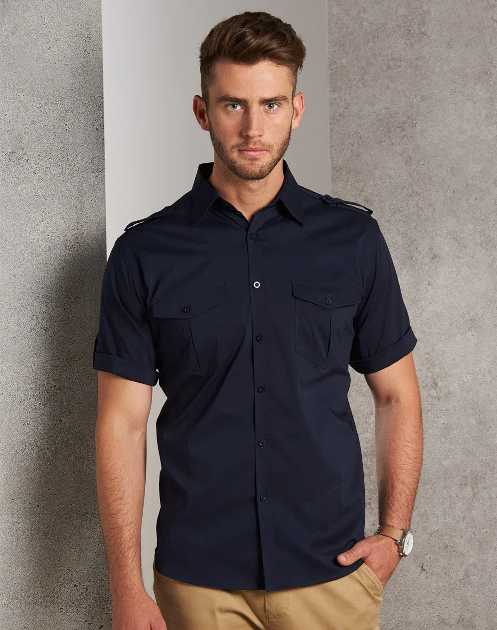 Mens Short Sleeve Military Shirt M7911 - PrintaPromo