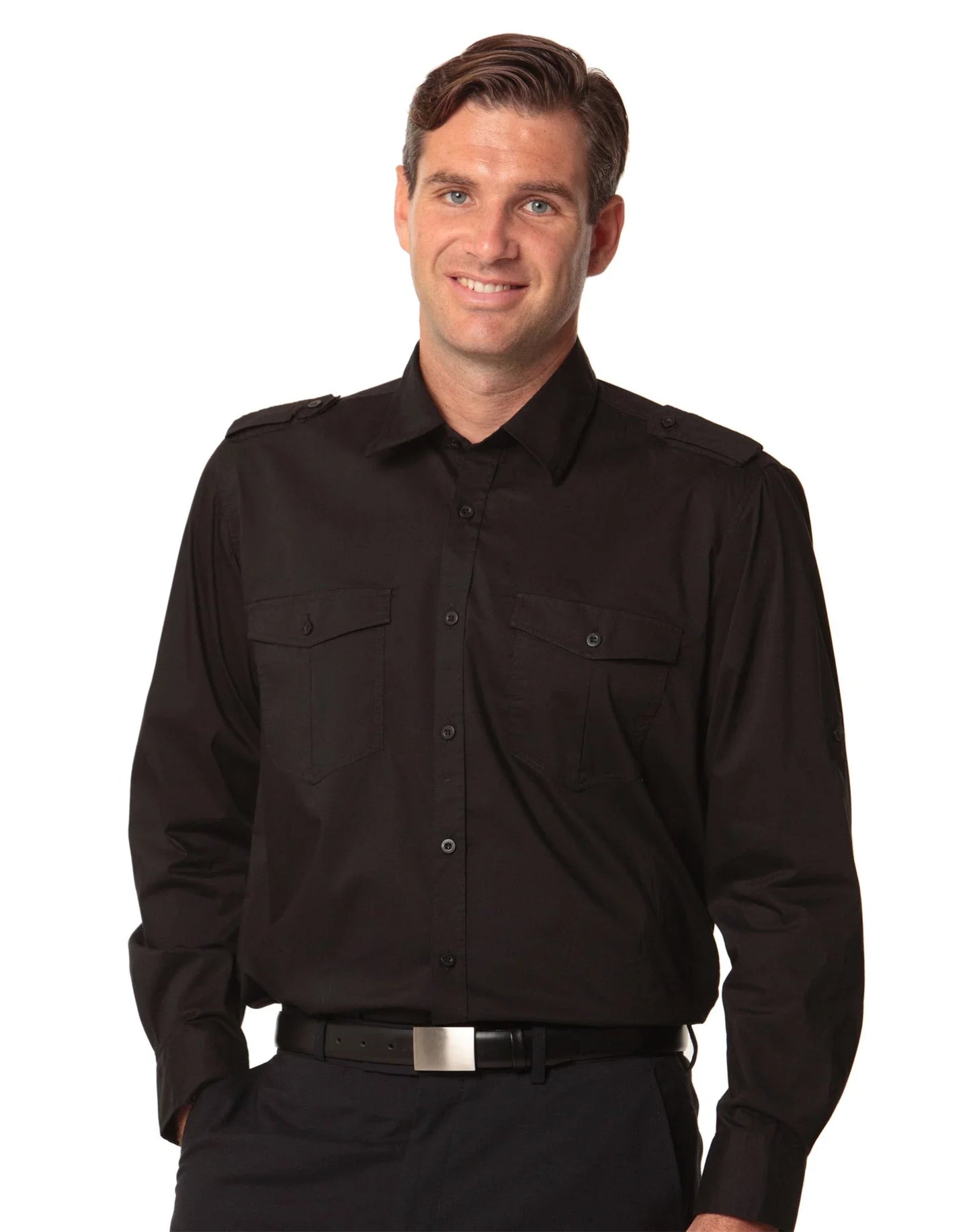 Mens Long Sleeve Military Shirt M7912 - PrintaPromo