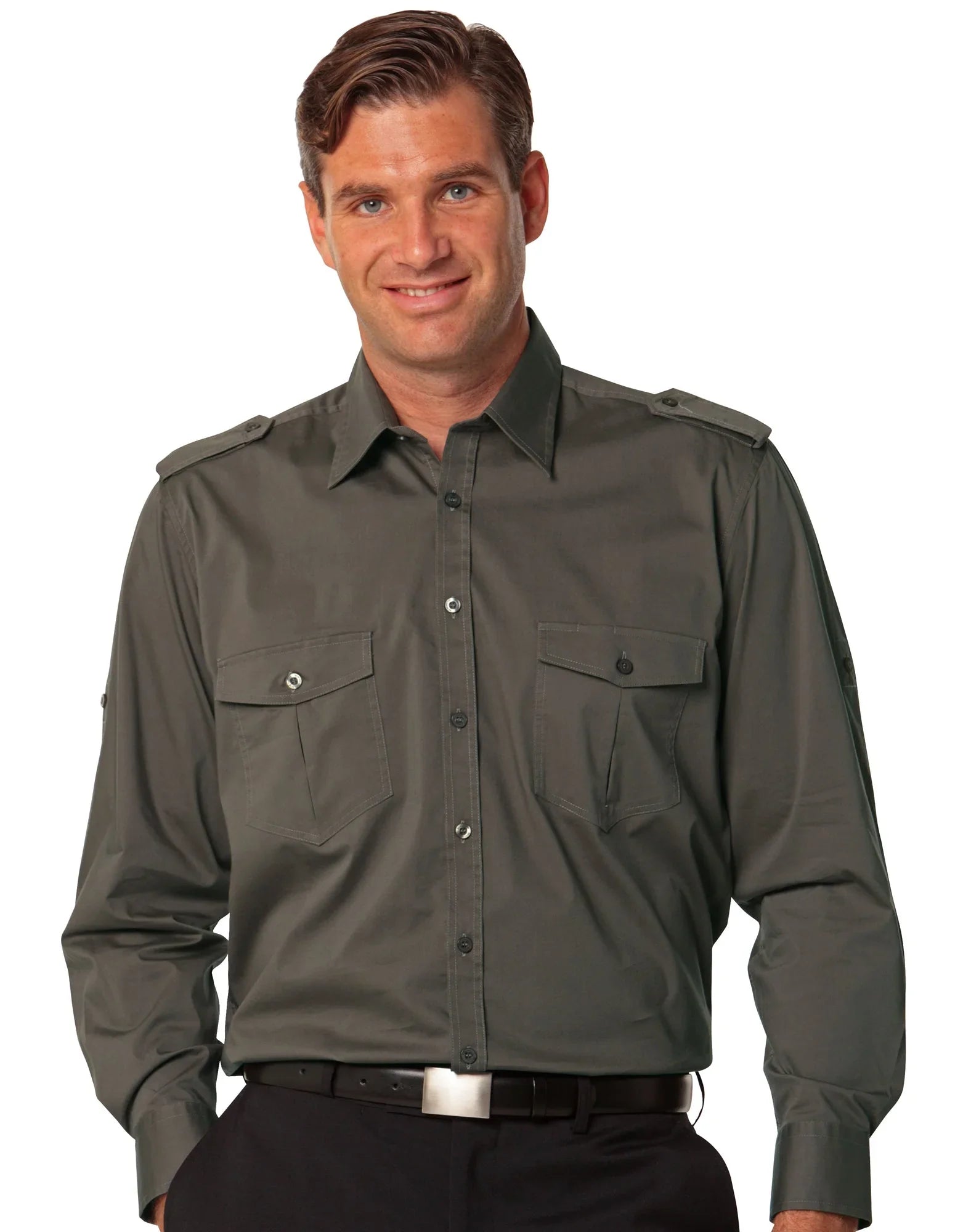 Mens Long Sleeve Military Shirt M7912 - PrintaPromo