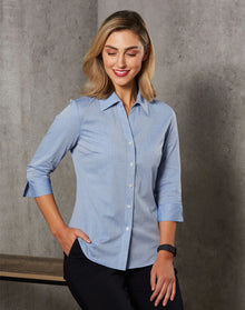 Ladies Fine Chambray 3/4 Sleeve Shirt M8013 - PrintaPromo