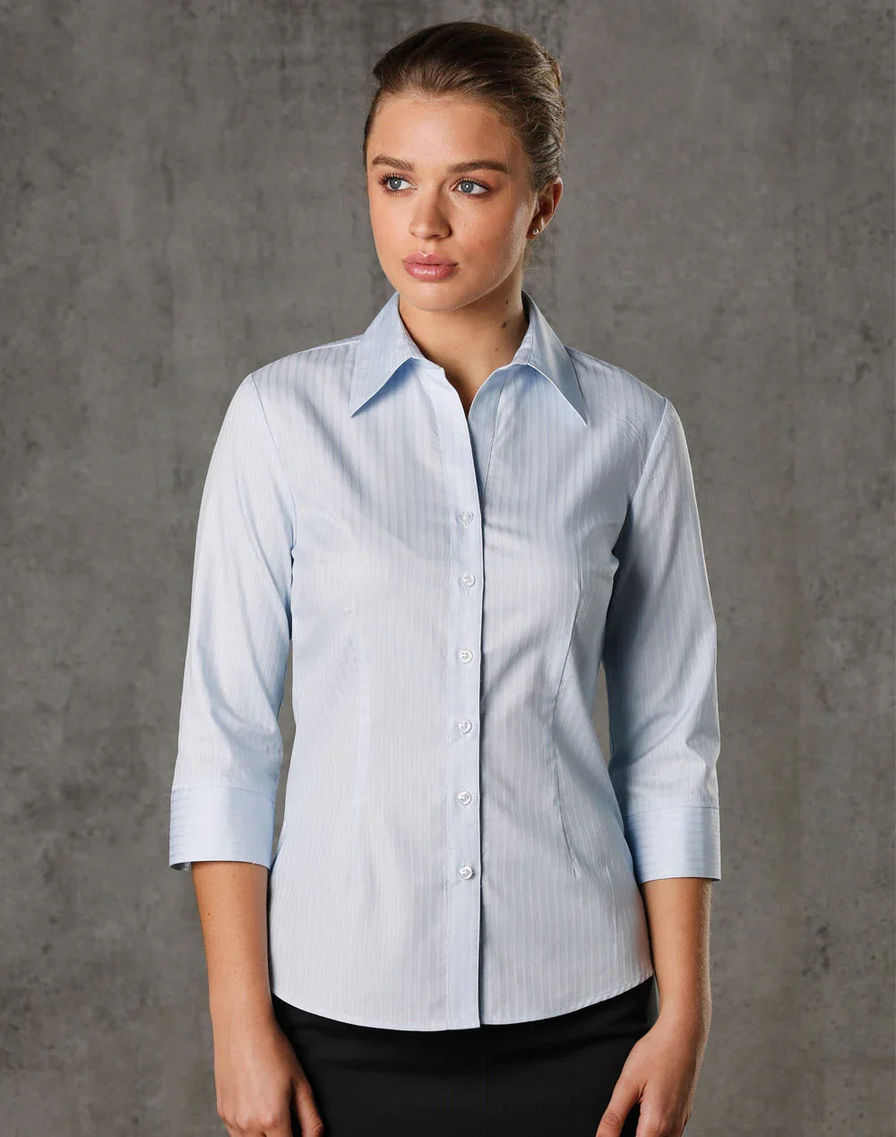 Ladies Self Stripe 3/4 Sleeve Shirt M8100Q - PrintaPromo